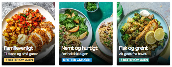Billede af måltider fra HelloFresh