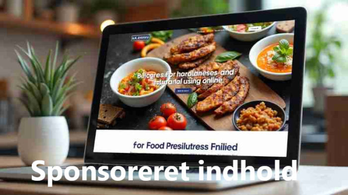 Laptop med restaurant hjemmeside åbnet, der viser en måltidskasse